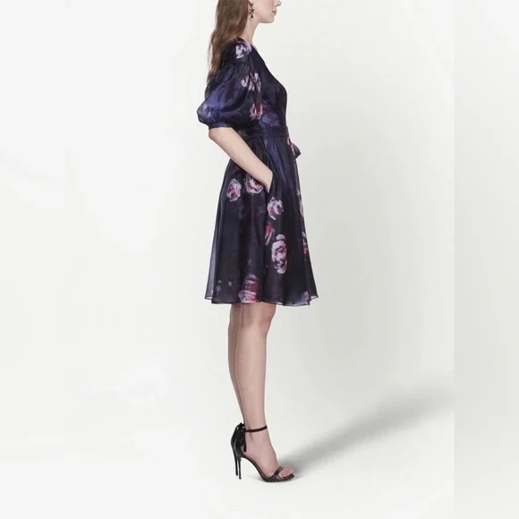 NWT Marchesa Notte Floral Cocktail Wrap Dress - Picture 5 of 16